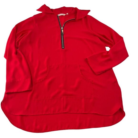 Soft Surroundings Women's Pullover hooded Blouse Red Long Sleeves size Medium - Picture 1 of 6